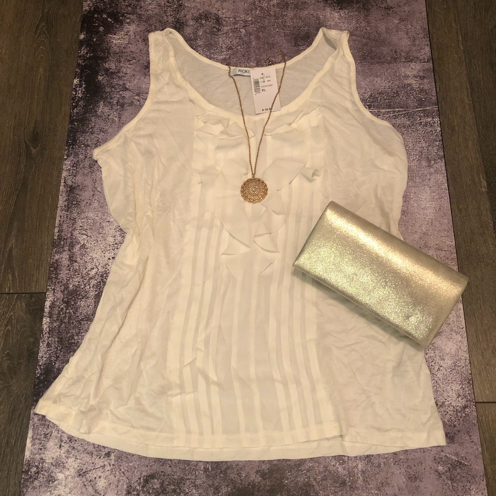 Ricki’s White Ruffle Front Tank Top US XL